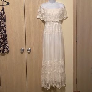 New w/tags! White lace maxi dress
